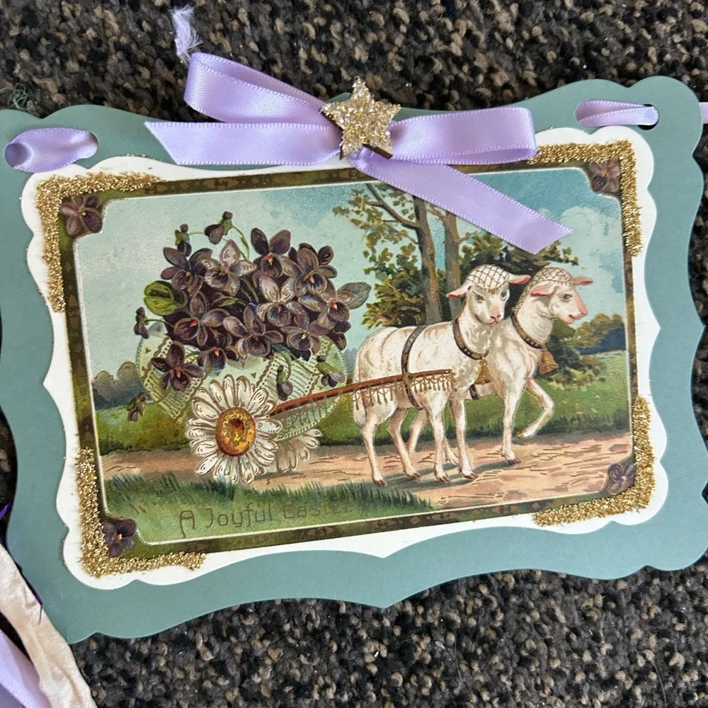 Easter postcard 1900’s vintage repurposed Holiday garland
